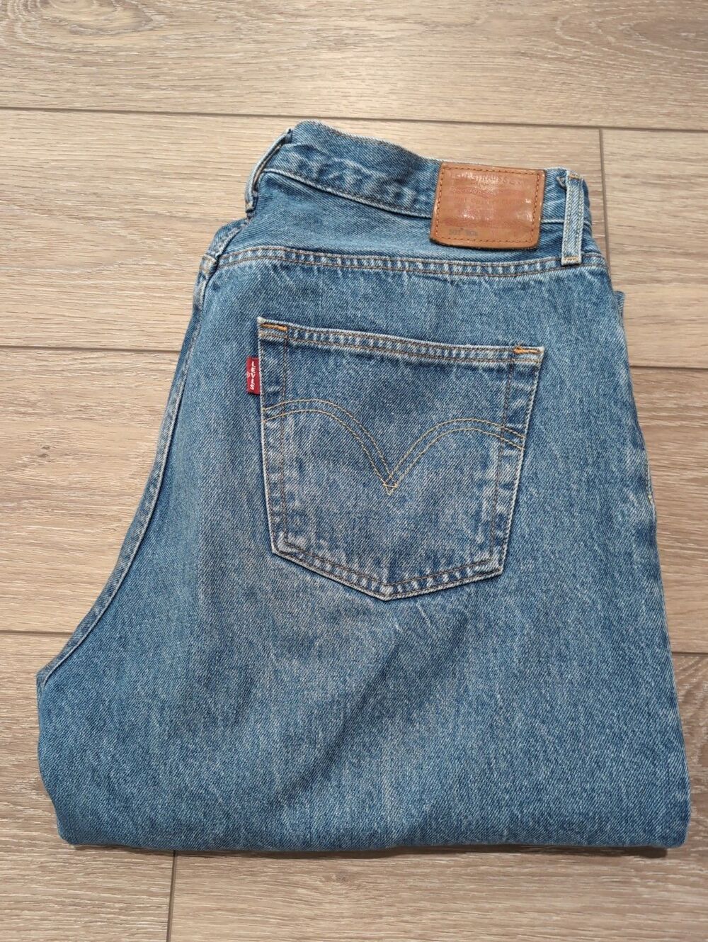 LEVIS PREMIUM 501 90s LOOSE BIG E BLUE JEANS WOMENS 31X32(33X32ACTUAL) Mid-Rise